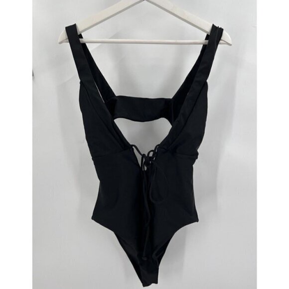 Lovers + Friends Sade One Piece Tie-Back Black Swimsuit Women's Large - Picture 6 of 10